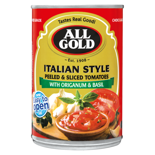 All Gold Italian Style Peeled & Sliced Tomatoes w/ Origanum & Basil
