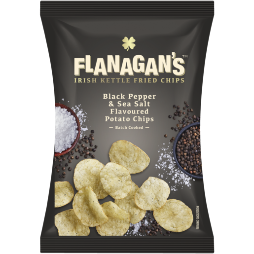 Willards Flanagan's Moreish Irish Blarney Black Pepper & Sea Salt Flavored Kettle Fried Chips 120g