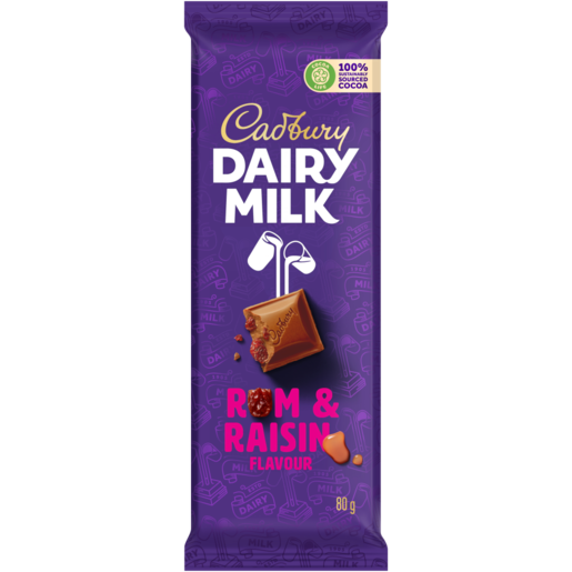 (Expired) Cadbury Dairy Milk Rum and Raisin, 80g