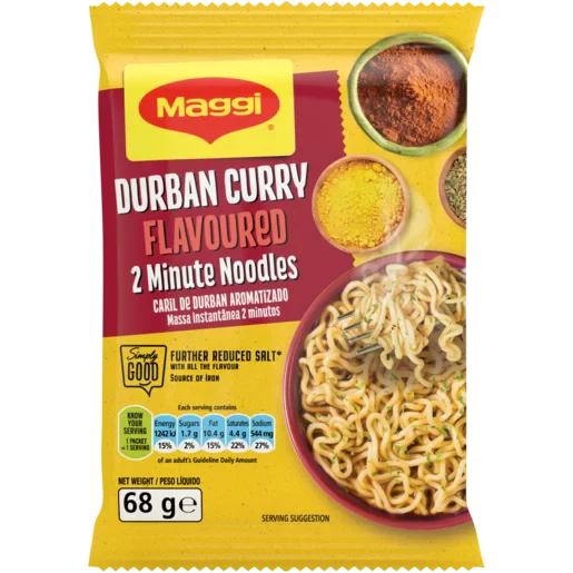 Maggi Durban Curry Flavored 2 Minute Noodles 5-Pack, 5x68g