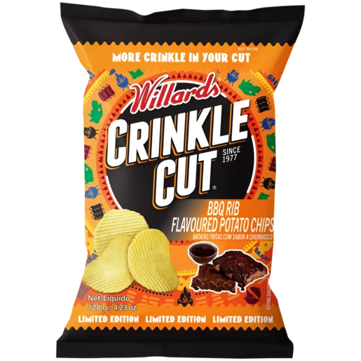 Willards Crinkle Cut BBQ Rib Flavored Potato Chips