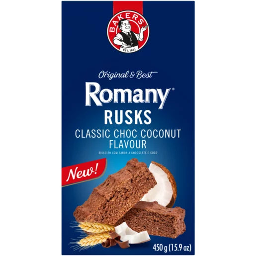 Bakers Romany Classic Choc Coconut Flavour Rusks 450g