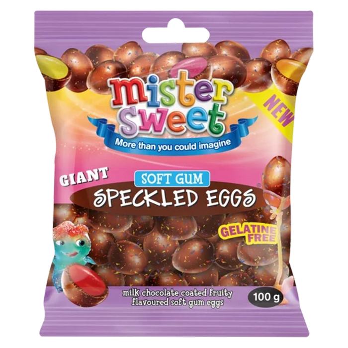 Mister Sweet Giant Chocolate Coated Soft Gum Speckled Eggs 100g