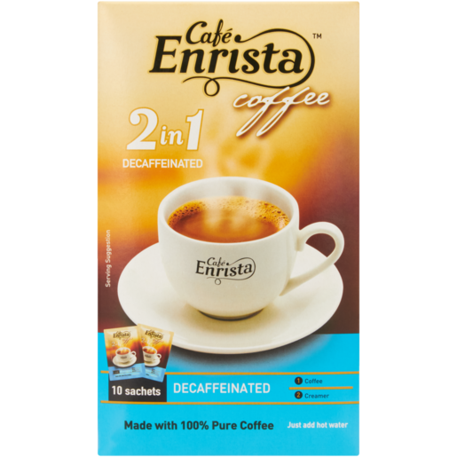 Cafe Enrista Coffee 2-In-1 Instant Decaffeinated, 10 Sachets