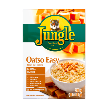 Jungle Oatso Easy Caramel Flavoured Instant Oats Sachets 500g