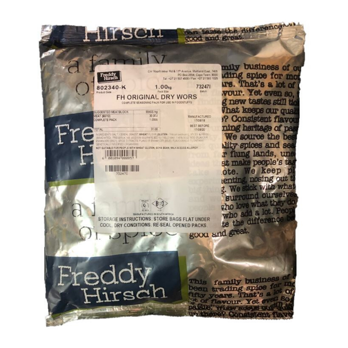 Freddy Hirsch Original Dry Wors Seasoning, 1Kg