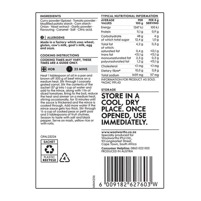 Woolworths Savoury Mince Dry Cook-in-Sauce 37 g