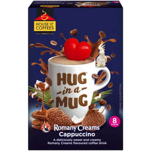 House of Coffees HUG in a MUG Romany Creams Cappuccino, 8x24g