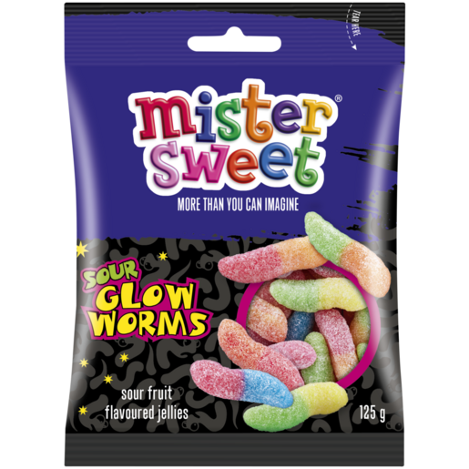 Mister Sweet Sour Glow Worms 125g