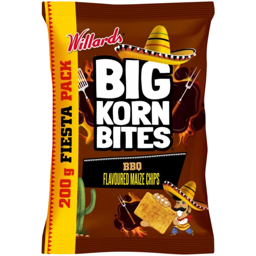 Willards Big Korn Bites BBQ Flavoured Maize Chips 200g