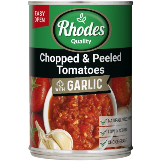 Rhodes Quality Chopped & Peeled Tomatoes with Garlic 410g