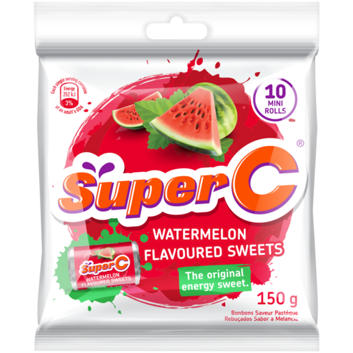 Super C Watermelon Flavoured Sweets Mini Rolls 150g — AubergineFoods CA