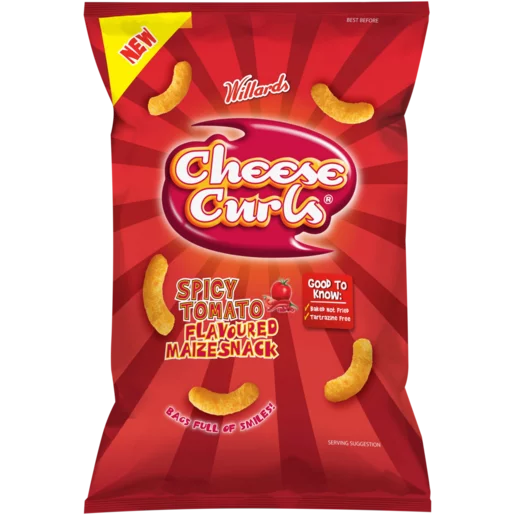 Willards Cheese Curls Spicy Tomato Flavoured Maize Snack 90g