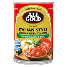 All Gold Italian Style Peeled & Sliced Tomatoes w/ Origanum & Basil