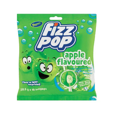 Beacon Fizz Pop Apple Flavored Lollipops, 10 Pcs.