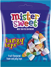 Mister Sweet Tangy Tops Fruit Flavored Jelly And Foam 125g