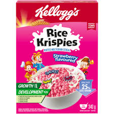 Kellogg's Rice Krispies Strawberry Flavoured Puffed Multigrain Cereal 340g