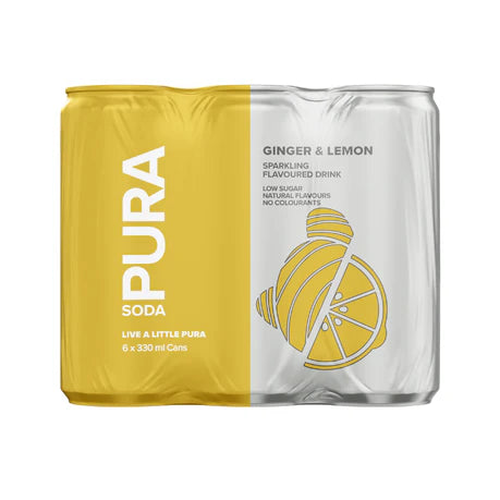 Pura Soda Ginger Lemon Flavored Sparkling Drink, 300ml
