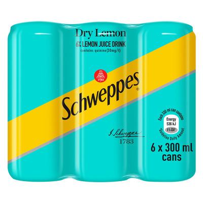 Schweppes Dry Lemon (6 x 300ml) | Food, South African | USA's #1 Source for South African Foods - AubergineFoods.com 