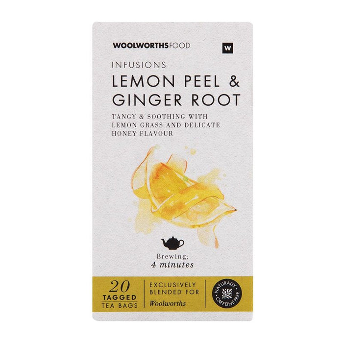 Woolworths Lemon peel & Ginger Root Tea, 20 Pack