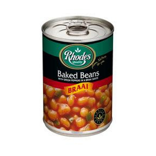 RHODES Baked Beans in Green Pepper Braai Sauce (400 g) | Food, South African | USA's #1 Source for South African Foods - AubergineFoods.com 
