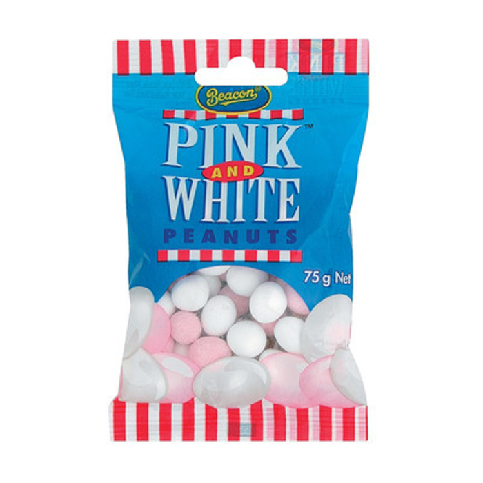 Beacon Candy Coated Peanuts-Pink & White (75 g) from South Africa - AubergineFoods.com 